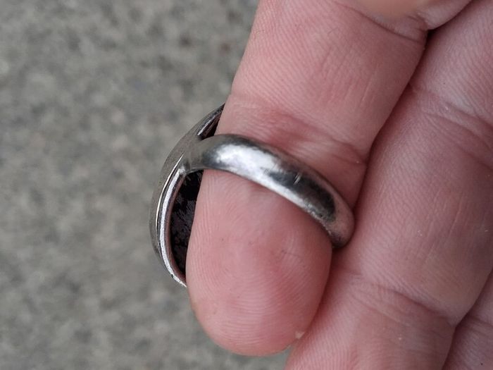 Midcentury Snowflake Obsidian Sterling Silver Ring