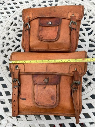 Leather saddlebags rustic tan
