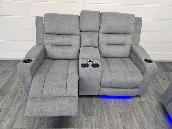 3+2 Titan Plus Grey Fabric Recliner Sofa Set