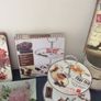 Vintage Shabby Chic Carte Postale Pieces - Table Mats, Rectangular Cake Plate, 2 Tier Cake Plate, Garden Bucket ( small) , Hard Back Notebook. Image 8