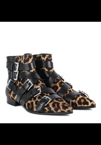Ash Leopard Print Leather Ankle Boots Size Uk 6