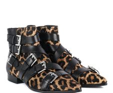 Ash Leopard Print Leather Ankle Boots Size Uk 6