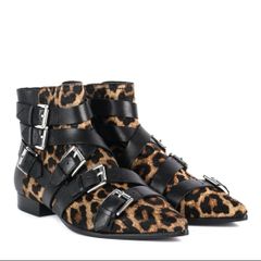 Ash Leopard Print Leather Ankle Boots Size Uk 6