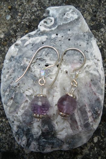 Sterling silver/Amethyst earrings.Lavender Amethyst,Gift.