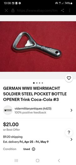 Vintage WW2 Coca Cola Pocket Bottle Opener