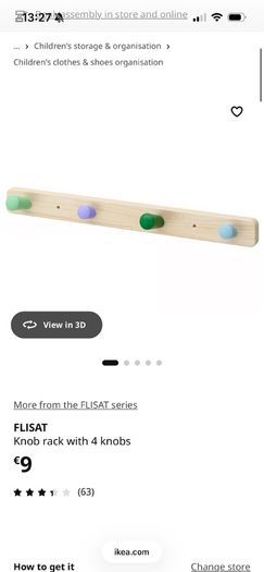 knob rack with 4 knobs and 2 wall hooks