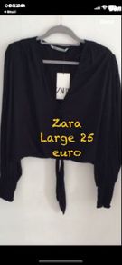 top Bnwt Zara black top size large tie front end