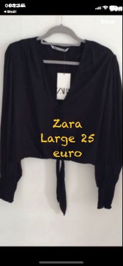 top Bnwt Zara black top size large tie front end