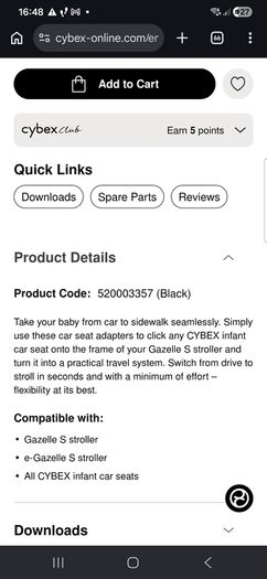 car seat Adapter cybex gazelle s