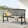 Metal Garden Bench, Park Bench with Backrest & Armrest, Reclining Bench Retro Style for 2-3 Seater, Garden Furniture Benches for Garden, Park, Balcony (Black) Image 2