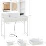Dressing Table with Adjustable LED Mirror, Toilet Table with 4 Fabric Drawers, Dressing Table with Built-in USB Port, White Makeup Table 100 x 40 x 140 cm Image 2