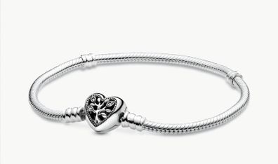 Pandora Moments Family Tree Heart Clasp Snake Chain Bracelet Size 20cm New