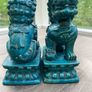 Vintage Turquoise Blue Chinese Foo Dogs, Guardian Lions. Pair Image 2