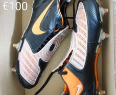 Football Boots Nike Total 90 Laser II Black/Orange (2008) Size 7.5UK SG