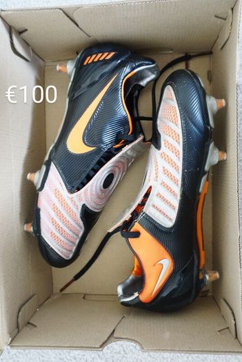 Football Boots Nike Total 90 Laser II Black/Orange (2008) Size 7.5UK SG