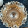 Stunning Vintage Carnival Glass Bowl Marigold on Metal Stand Image 4