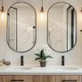 Black Bathroom Vanity Mirror for Wall, 55x75 cm Metal Framed Wall Mirror Oval, Decorative Mirror for Bedroom Living Room Entryway Horizontally or Vertically Image 5