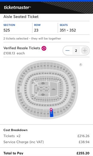 Harry Styles; Together Together 27th June  concert Wembley, London - Aisle Seated tickets x 2
