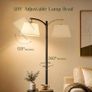 Floor Lamp with Shelf, 160cm, 3 Light Colours, E27 60W Vintage shelf lamp with 120 adjustable head, foot switch, linen shade, E27 up to 60W for home & office Image 7