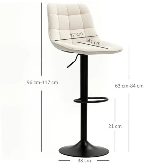 Modern Bar Stool, 2-Piece Set of Swivel Bar Chairs with Backrest, Height-Adjustable, with Footrest, Padded, Beige