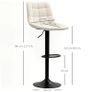 Modern Bar Stool, 2-Piece Set of Swivel Bar Chairs with Backrest, Height-Adjustable, with Footrest, Padded, Beige Image 3