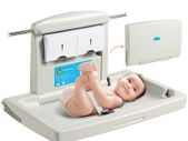 Wall-Mounted Baby Changing Station, Horizontal Foldable Diaper Change Table with Safety Straps and Hanging Rods, Use in Commercial Bathrooms, Daycare Centers for Newborns & Infant