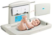 Wall-Mounted Baby Changing Station, Horizontal Foldable Diaper Change Table with Safety Straps and Hanging Rods, Use in Commercial Bathrooms, Daycare Centers for Newborns &amp; Infant