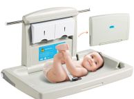 main image for ad Wall-Mounted Baby Changing Station, Horizontal Foldable Diaper Change Table with Safety Straps and Hanging Rods, Use in Commercial Bathrooms, Daycare Centers for Newborns &amp; Infant