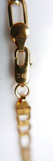 Men's 24K Yellow Gold Plated Figaro Necklace Link Chain 20" 16,56 grams