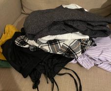 Leather bag shirts pants sandals - clothes bag