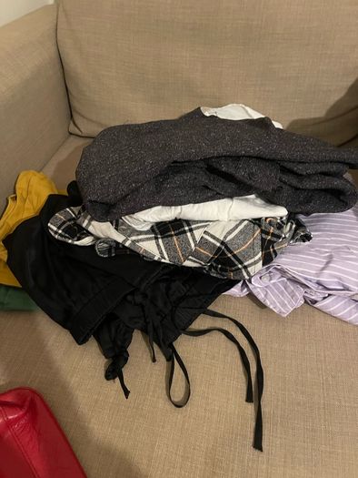 Leather bag shirts pants sandals - clothes bag