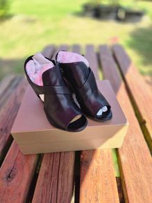 Bruno Premi Black Leather Heeled Sandals, Size EU37, UK4, AV