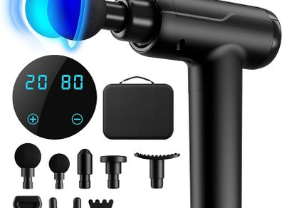 Portable Muscle Massage Gun Device with 10 Massage Heads 20 Speeds with LCD Touch Screen