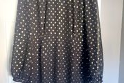 Warehouse dress, black with gold polka dots