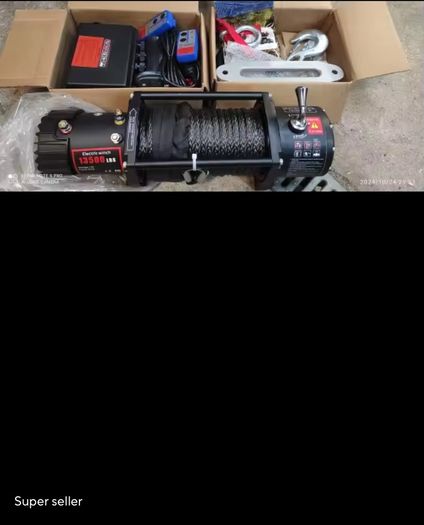 Electric Winch 13500 LBS/ 6123KG 12V 27M/92FT Synthetic Tow Rope Lifting troliu Hoist for 4X4 Car Trailer ATV Truck Boat