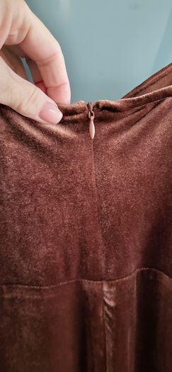 SAINT GENIES brown velour side slit dress Sz 12UK - Bnwt