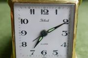 Vintage Telock Japanese Travel Alarm Clock With Original Case Mechanical Wind-Up, working