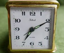 Vintage Telock Japanese Travel Alarm Clock With Original Case Mechanical Wind-Up, working