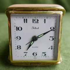 Vintage Telock Japanese Travel Alarm Clock With Original Case Mechanical Wind-Up, working