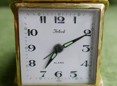 Vintage Telock Japanese Travel Alarm Clock With Original Case Mechanical Wind-Up, working
