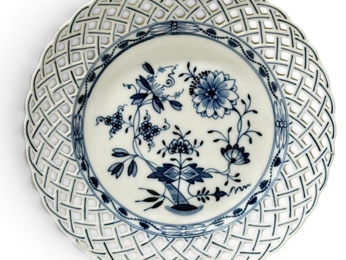 KPM Berlin. Antique Blue & White Reticulated Porcelain Plate. Royal Porcelain Manufactory