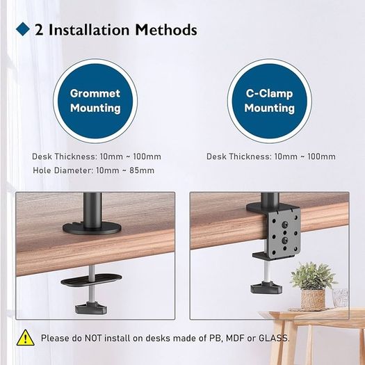 NEW SALE | Ergonomic Dual Monitor Stand for 13-27 inch LCD LED PC Screens for Desks, Height Adjustable Arm Bracket Tilt