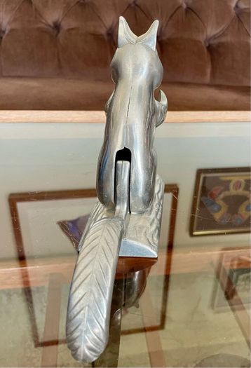 Vintage Aluminum Metal Squirrel on Log Nutcracker