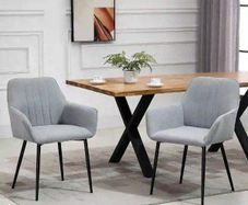 Mid-Century Dining Chairs Set of 2, Light Grey