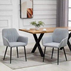 Mid-Century Dining Chairs Set of 2, Light Grey