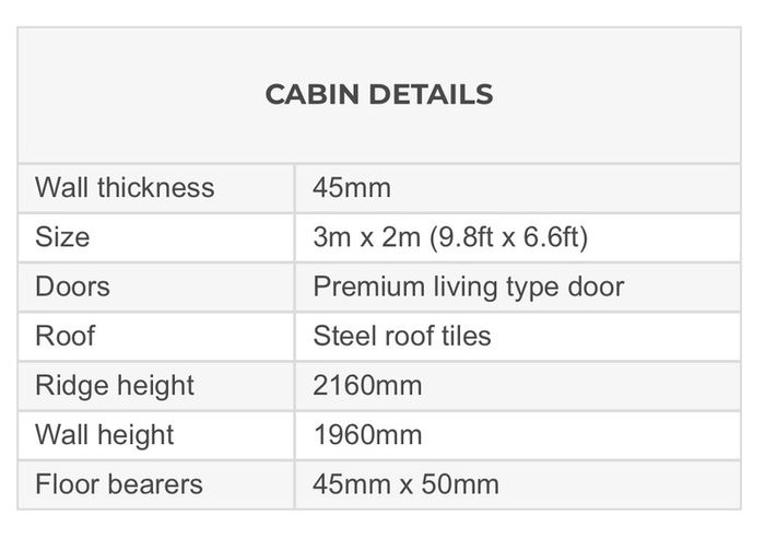 Log Cabin 3x2m Fully Insulated.