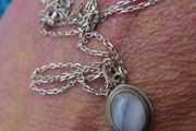 Vintage 80s Round Moonstone Pendant Sterling Silver 925  Necklace 2,2g L9,5"
