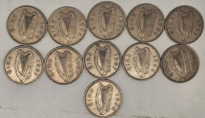 Ireland 1951-1968 Shilling Coin Lot Mixed Date and Condition 11 Coins