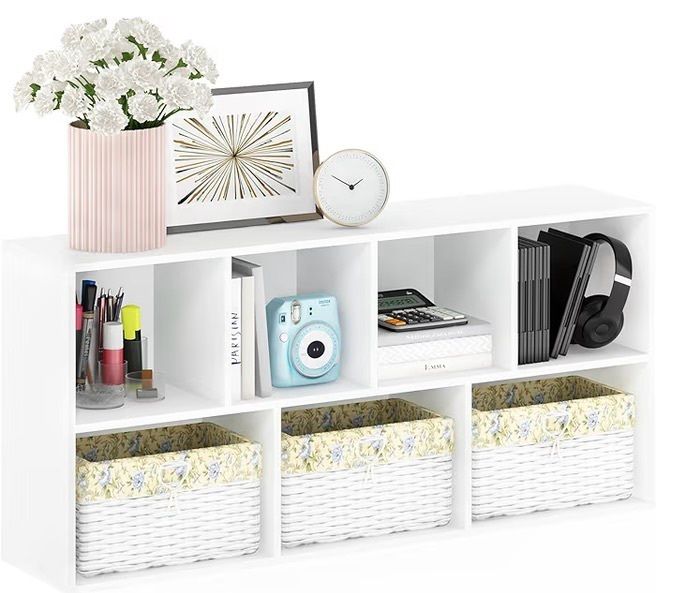 7-Cube Bookshelf, Bookcase, 9.4 x 19.5 x 41.7, for Living Room, Bedroom, Home Office, White