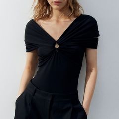 black off shoulders new top with tags